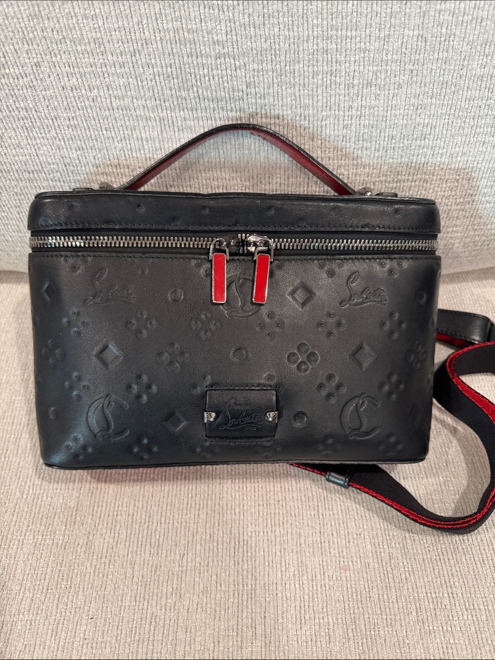 Christian Louboutin Black Leather embossed CROSSBODY BAG